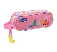 PEPPA PIG BABY PIG - Astuccio doppio bambino, astuccio per bambini, ideale per bambini in età scolastica, comodo e versatile, qualità e resistenza, 21 x 6 x 8 cm
