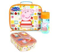 Peppa Pig Blu Multi-Character Placement Prints Lunch Bag Bottiglia e Snack Pot R