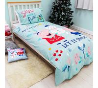 Peppa Pig Set Copripiumino Singolo Natale Pupazzo Bambini 2-in-1 Disegni Panel