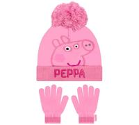 Peppa Pig Cappello | Guanti e Berretto Coordinati per Bambina | Set Cappello e Guanti per Bambine | Rosa, Taglia Unica