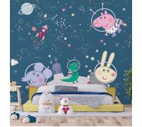 Peppa Pig Carta da Parati Camera Tessuto Non Spesso Murale Spazio Avventura Blu