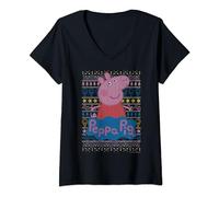Peppa Pig Christmas Sweater Maglietta con Collo a V