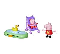 Peppa Pig, Coffret Peppa et Evie au Parc, Jouet Interactif pour Filles, Ensemble de Jouets avec 2 Figurines Articulées, Poussette et Mare aux Canards, Jouet Dès 3 Ans