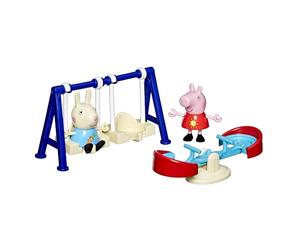 Peppa Pig Coffret Peppa Joue au Parc, Jouets pour Filles, Coffret de Figurines et Rebecca Rabbit 7,5 cm, Jeu créatif pour Enfants dès 3 Ans