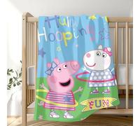 Peppa Pig Coperta morbida per bambini, 100 x 150 cm, coperta in pile, idea regalo, Peppa Pig (azzurro)
