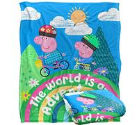 Peppa Pig Coperta Silky Touch per bambini, 152 x 127 cm Il mondo è un'avventura di Peppa e George