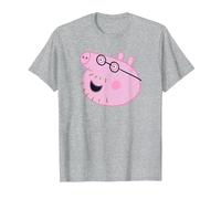 Peppa Pig Daddy Pig Face Maglietta, Uomo, Grigio Melange, 4XL