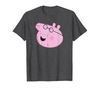 Peppa Pig Daddy Pig Face Maglietta, Uomo, Grigio Scuro, S