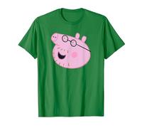Peppa Pig Daddy Pig Face Maglietta, Uomo, Verde Mela, S