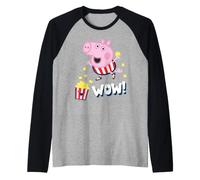 Peppa Pig George Cool Popcorn Avventura Wow Cartone Animato Classico Maglia con Maniche Raglan