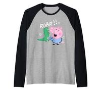 Peppa Pig George Dinosaur Raw Adventure Esplora Fun Classic Maglia con Maniche Raglan