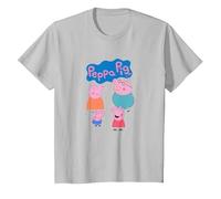 Peppa Pig Happy Family Group Shot Icons & Logo Maglietta, Bambini, Argento, 8 Anni