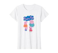 Peppa Pig Happy Family Group Shot Icons & Logo Maglietta, Donna, Bianco, L