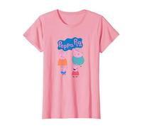 Peppa Pig Happy Family Group Shot Icons & Logo Maglietta, Donna, Rosa, S
