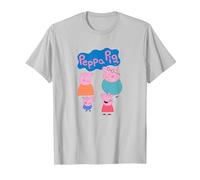 Peppa Pig Happy Family Group Shot Icons & Logo Maglietta, Uomo, Argento, XXL