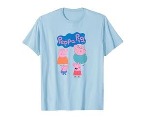 Peppa Pig Happy Family Group Shot Icons & Logo Maglietta, Uomo, Celeste, M