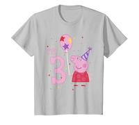 Peppa Pig I'm 3 Birthday with Confetti Maglietta, Bambini, Argento, 2 Anni
