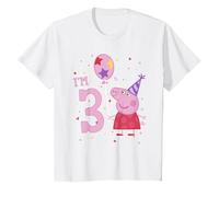 Peppa Pig I'm 3 Birthday with Confetti Maglietta, Bambini, Bianco, 4 Anni