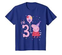 Peppa Pig I'm 3 Birthday with Confetti Maglietta, Bambini, Blu Reale, 2 Anni