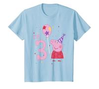 Peppa Pig I'm 3 Birthday with Confetti Maglietta, Bambini, Celeste, 10 Anni