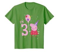 Peppa Pig I'm 3 Birthday with Confetti Maglietta, Bambini, Erba, 8 Anni