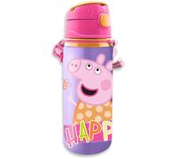 Peppa Pig KL85948 - Borraccia in alluminio di alta qualità con sistema push-pull e tappo di chiusura, 600 ml, colore: Multicolore