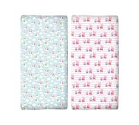 Peppa Pig, lenzuola ufficiali per lettino, 140 x 70 cm, super morbide e traspiranti, 2 pezzi, blu e rosa, motivo: Peppa e George