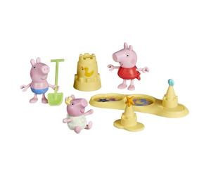 Peppa Pig Les Enfants Pig à la Plage, Coffret avec 3 Figurines et 5 Accessoires, inclut Bébé Evie, Jouets préscolaires pour Filles et garçons, dès 3 Ans