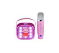 Peppa Pig - Mini altoparlante per karaoke a LED, wireless, con microfono Bluetooth, colore rosa, luci che cambiano colore