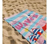 Character World Peppa Pig e George - Asciugamano per bambini, super morbido al tatto, design a onde, perfetto per casa, bagno, spiaggia e piscina, taglia unica, 70 x 140 cm