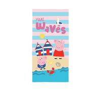 Character World Peppa Pig e George - Asciugamano per bambini, super morbido al tatto, design a onde, perfetto per casa, bagno, spiaggia e piscina, taglia unica, 70 x 140 cm