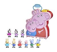 Peppa Pig Peppa's Adventures Mallette Peppa, George et leurs amis, jouet préscolaire, 9 figurine avec les soeurs Zebra