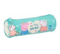 PEPPA PIG PRETTY FLOWERS - Astuccio rotondo scolastico, astuccio per bambini, ideale per bambini dai 5 ai 14 anni, comodo e versatile, qualità e resistenza, 20 x 7 cm, Menta/Giallo Pastello, M, Casual