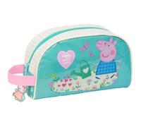 PEPPA PIG PRETTY FLOWERS - Beauty case grande per bambini, adattabile al carrello, ideale per bambini dai 5 ai 14 anni, comodo e versatile, qualità e resistenza, 26 x 16 x 9 cm, Menta/Giallo Pastello,