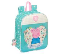PEPPA PIG PRETTY FLOWERS - Zaino per bambini, zaino per la scuola, adattabile al carrello, ideale per l'asilo, comodo e versatile, qualità e resistenza, 22 x 10 x 27 cm, Menta/Giallo Pastello, M,