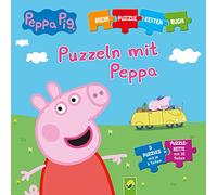 Peppa Pig - Puzzeln mit Peppa. Puzzle-Ketten-Buch mit 5 Puzzles mit je 6 Teilen: 5 farbenfrohe Puzzle und Rätselfragen für Peppa-Fans ab 3 Jahren, stabiles Material, optimal für Kindergarten
