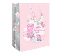 Peppa Pig Sacchetto regalo rosa per ragazze, ideale per feste e compleanni per fan Peppa Pig di tutte le età, sacchetto regalo dimensioni 33 x 26 x 13,5 cm, rosa