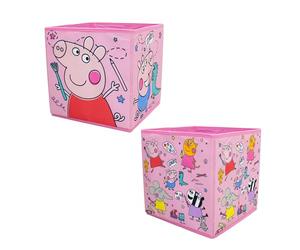 Peppa Pig Scatole portaoggetti con licenza ufficiale, confezione da 2 cubi pieghevoli, design con peppa, George e amici, perfetti per organizzare la camera dei bambini, la stanza dei giochi dei