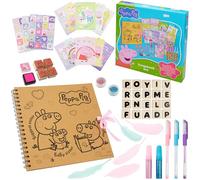 Peppa Pig Scrapbooking Kit Bambini, 51 Pz Kit Arte Bambina, Libro di Adesivi Penne Gel Piuma e Set Colori, Scrapbooking Accessori, Regali per Bambini