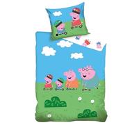 Peppa Pig Set Copripiumino per Bambini | Copripiumino 140x200 cm + Federa 50x70 cm, 100% Cotone | Completo Letto per Bambini Morbido e Traspirante | Biancheria da Letto Singola Colorata Peppa Pig
