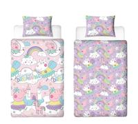 Peppa Pig, set copripiumino per letto singolo, reversibile, double-face, rosa e lilla, con federa coordinata