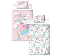 Peppa Pig Set copripiumino singolo con licenza ufficiale, double-face, con federa coordinata, perfetto per la camera dei bambini, in policotone
