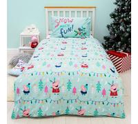 Peppa Pig Set Copripiumino Singolo Natale Pupazzo Bambini 2-in-1 Disegni Panel