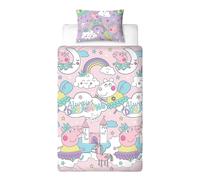 Peppa Pig Set Copripiumino Singolo Reversibile Suzy George Unicorn Cloud Bambini