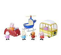 Peppa Pig - Set da gioco con piccoli veicoli di Peppa per bambine e bambini, include elicottero, camper, auto e 5 personaggi, giocattoli per bamb