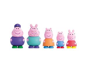Peppa Pig - Set di 5 Statuette da Bagno - Giocattoli d'Acqua Con Mamma, Papà, Nonno, George e Peppa (DeQube 919D00048)