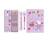 Peppa Pig Set di cancelleria per bambini, multicolore, astuccio per la scuola, rosa