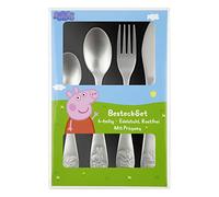 Peppa Pig Set di Posate per Bambini in Acciaio Inox 4 Pezzi - Coltello, Forchetta e Cucchiai con Impugnatura Antiscivolo, Lavabili in Lavastoviglie