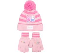 Peppa Pig Set invernale per bambini con cappello e guanti caldi e comodi, per ragazze, regalo per bambine dai 2 ai 7 anni, rosa, Taglia unica