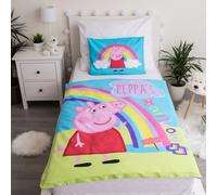 Peppa pig Set Letto Singolo Copripiumino Federa 100% cotone peppa pig 100 x 135